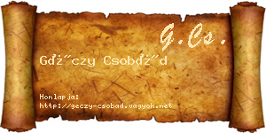 Géczy Csobád névjegykártya